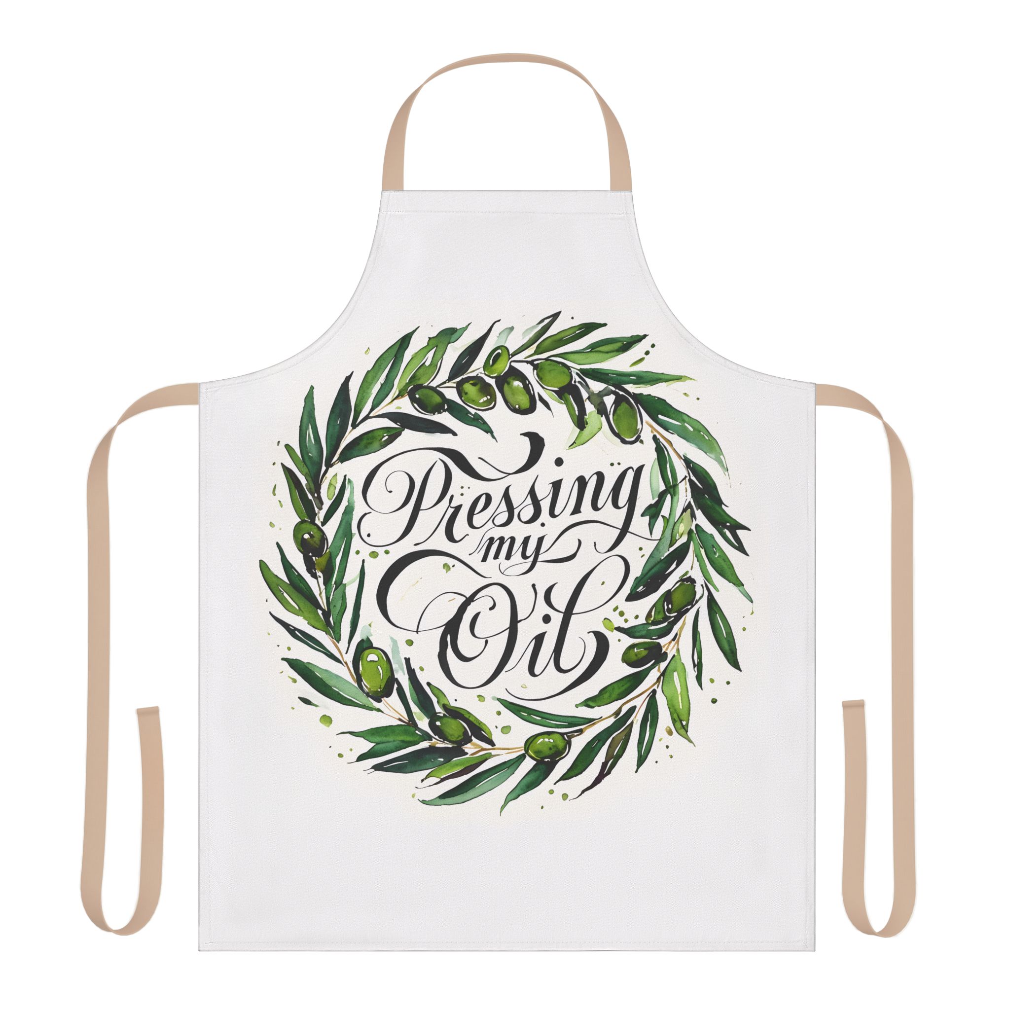 Pressing My Oil Olive Wreath Apron - Image 5
