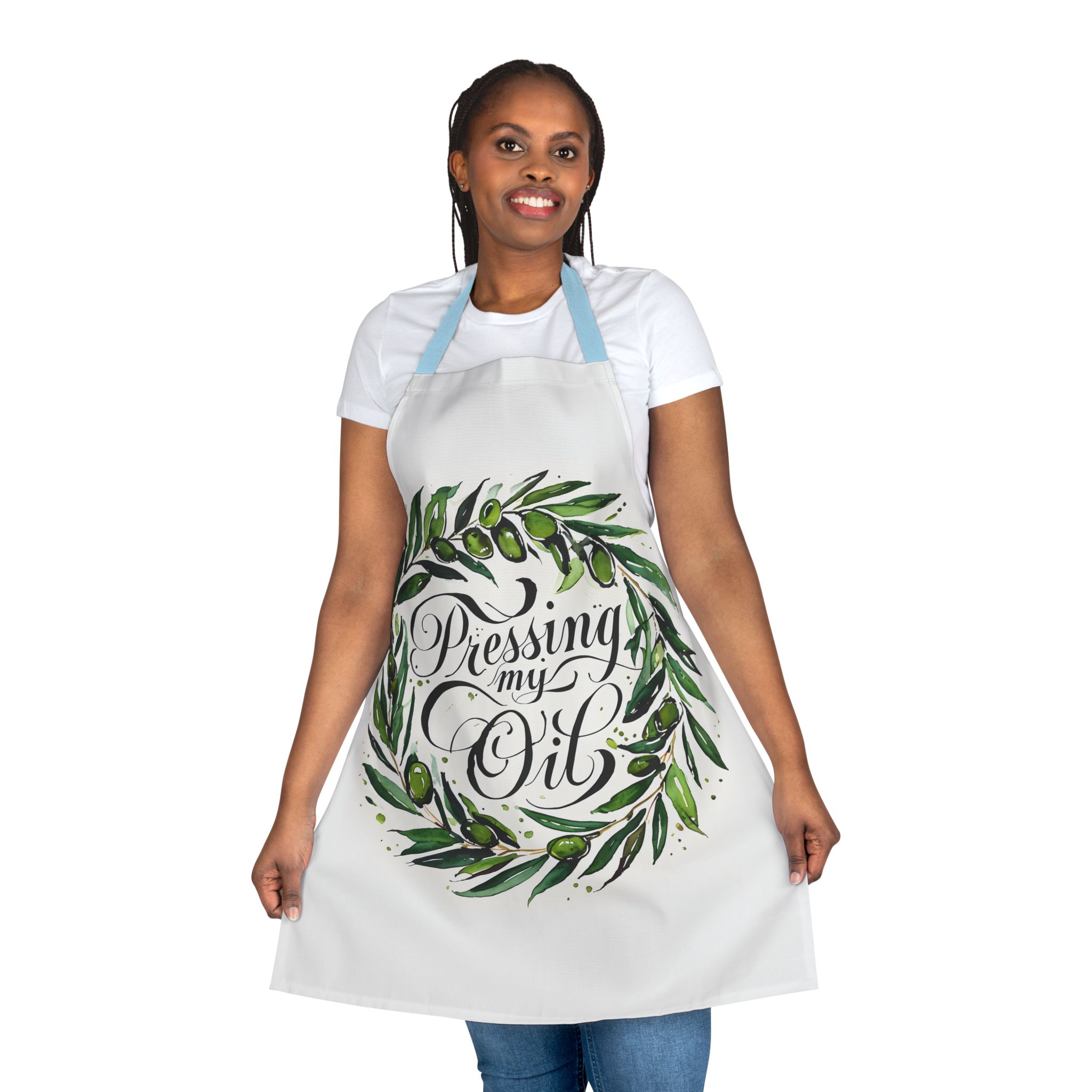 Pressing My Oil Olive Wreath Apron - Image 12