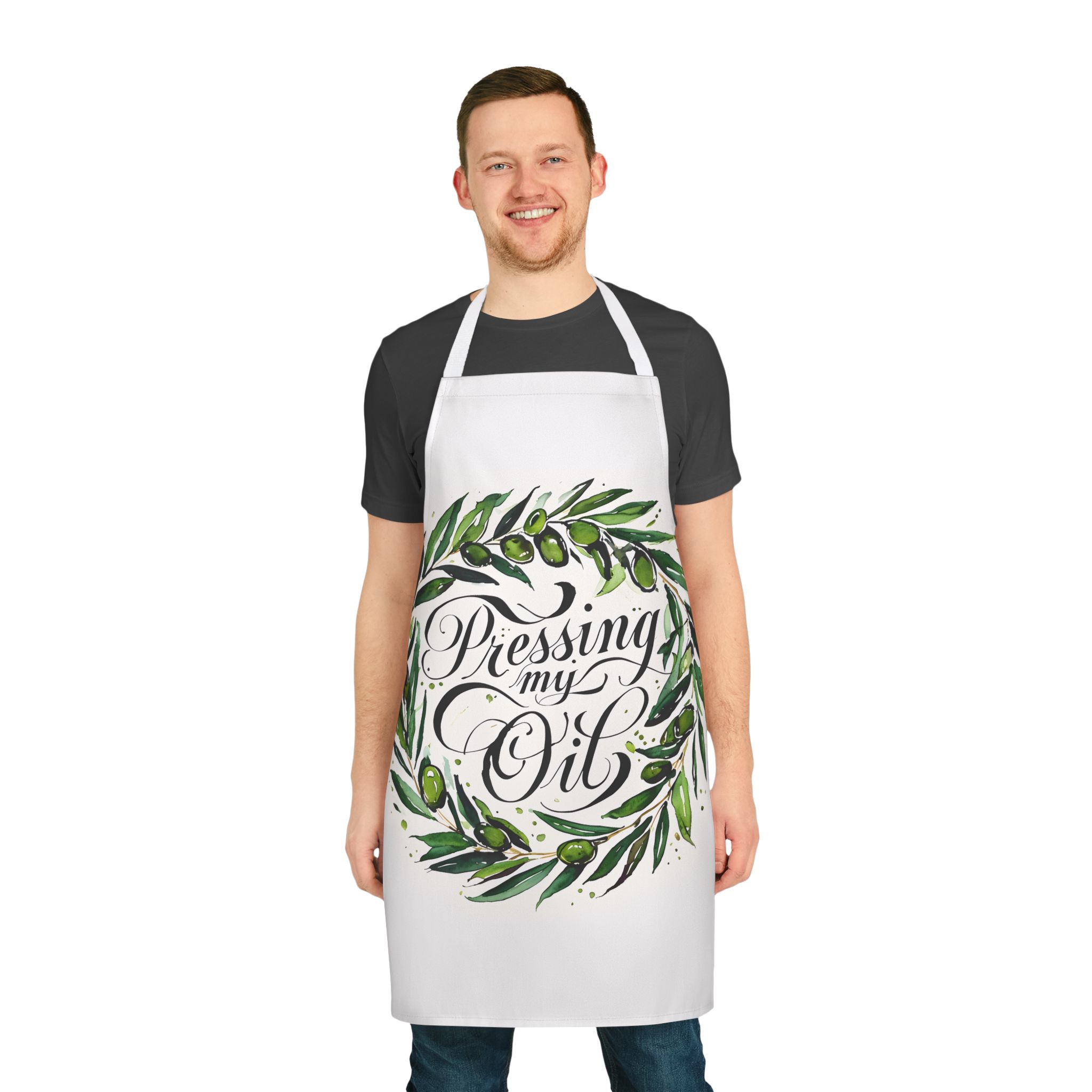 Pressing My Oil Olive Wreath Apron - Image 2