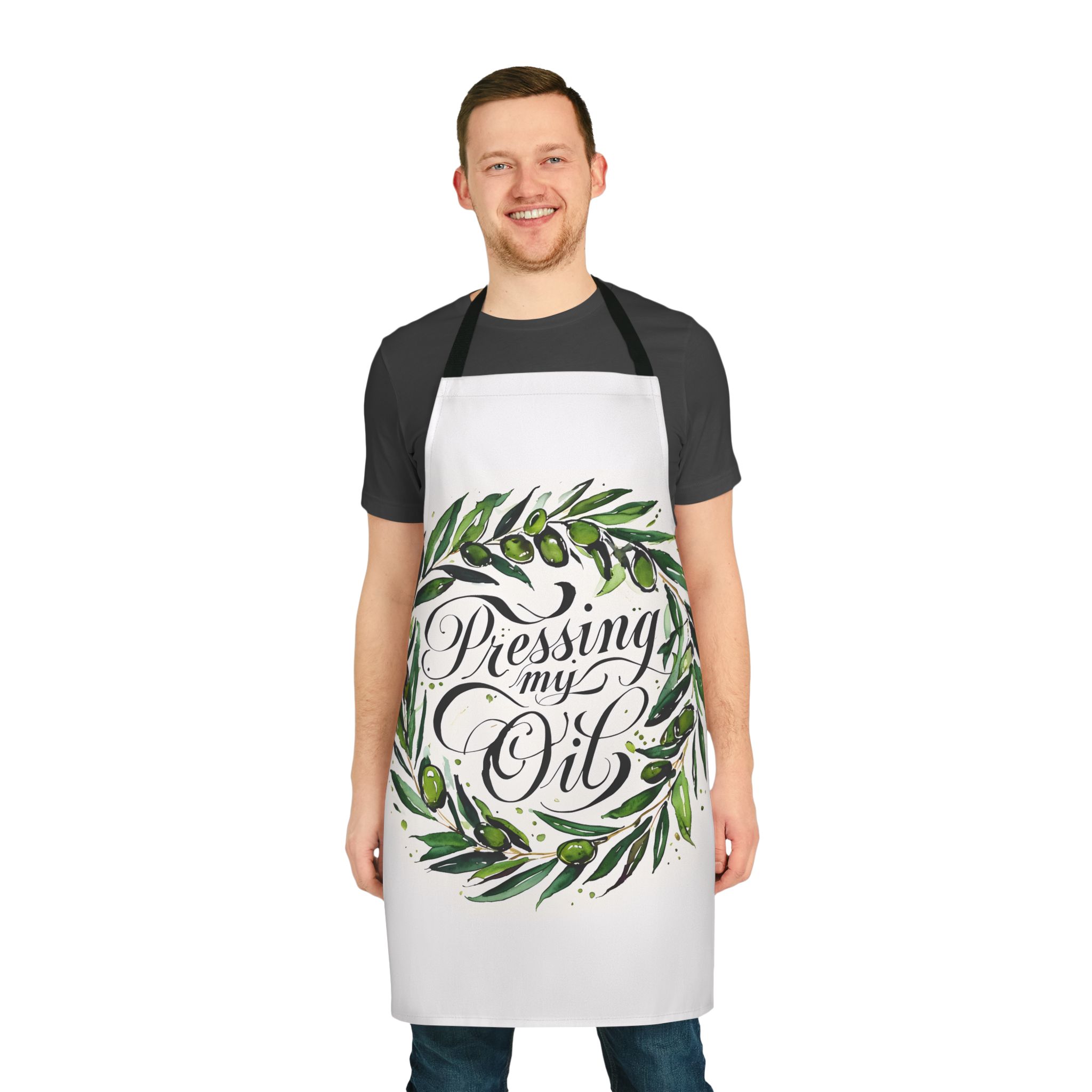 Pressing My Oil Olive Wreath Apron - Image 14