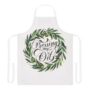 Pressing My Oil Olive Wreath Apron