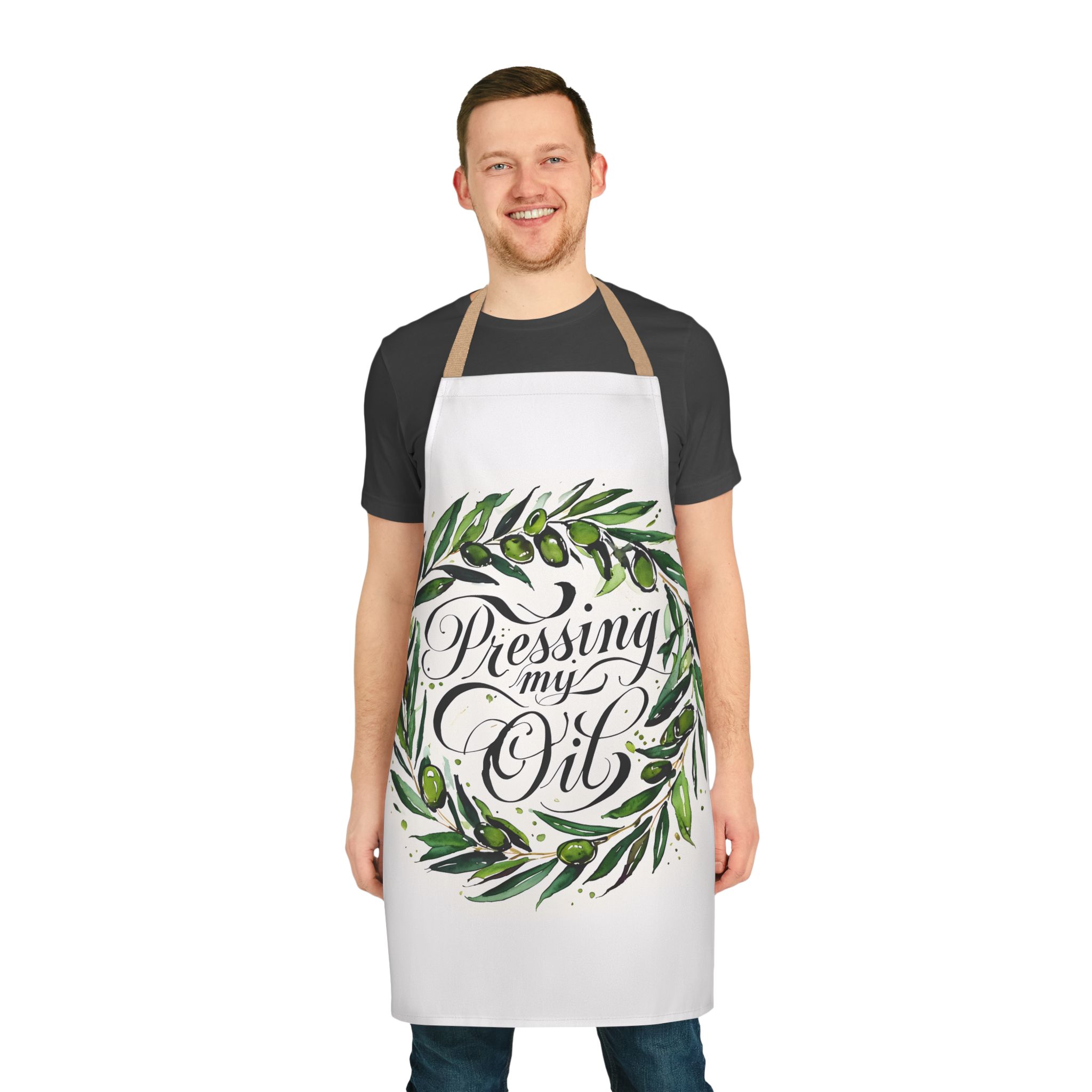 Pressing My Oil Olive Wreath Apron - Image 6
